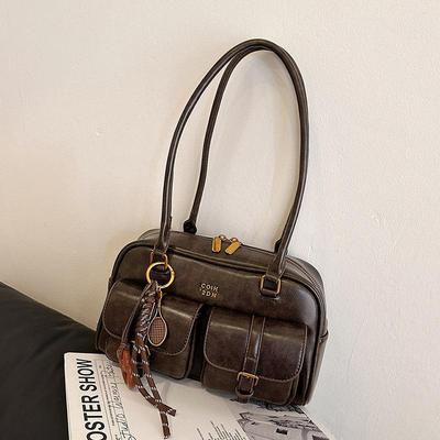 Trendy Cross-Border Large Capacity Retro Shoulder Bag: Autumn/Winter Textured Versatile Commuter Pillow Handbag
