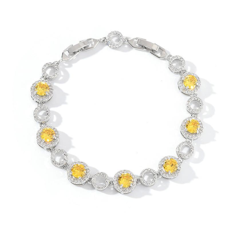 Popular Jewelry Accessories Colored Zircon Jewelry Bracelet Brass Plated Platinum Handmade