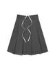 Moa Laced Pleated Midi Skirt (Gray)