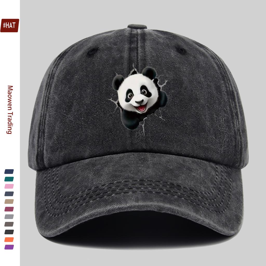 pc Unisex Cute Panda Print Baseball Cap Home Leisure Decorative Papa Hat Trucker Sun Hat Washed Adjustable Buckle Headwear