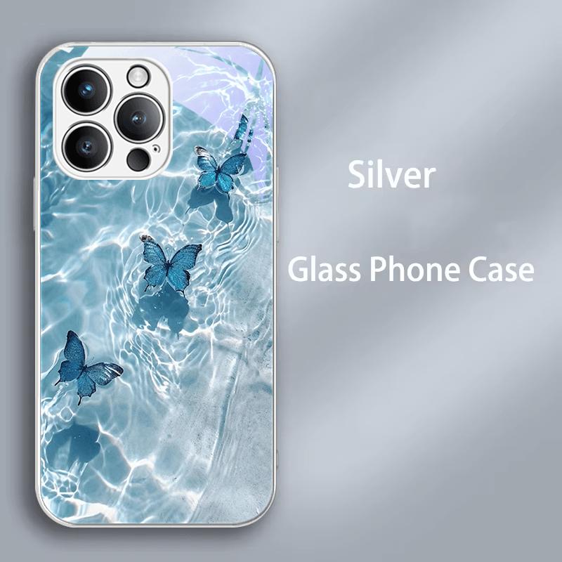 Luxury Tempered Glass For iPhone 16e Case iPhone16 Plus Hard PC Glass Phone Cover For iPhone 14 15 11 Pro Max 12 13 Mini Bumper