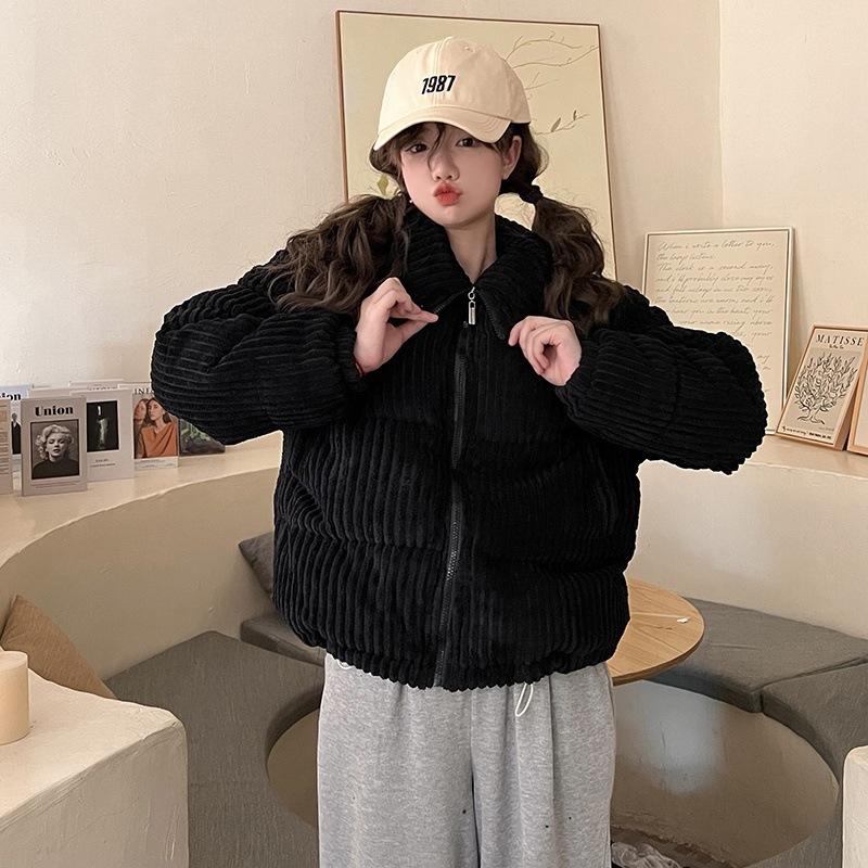 Winter new stand-up collar short corduroy down cotton-padded jacket for students loose small cotton-padded jacket for women