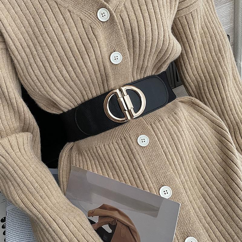 Versatile Black Elastic Wide Waist Belt For Women Enhancing Dress Styles With Features Slimming