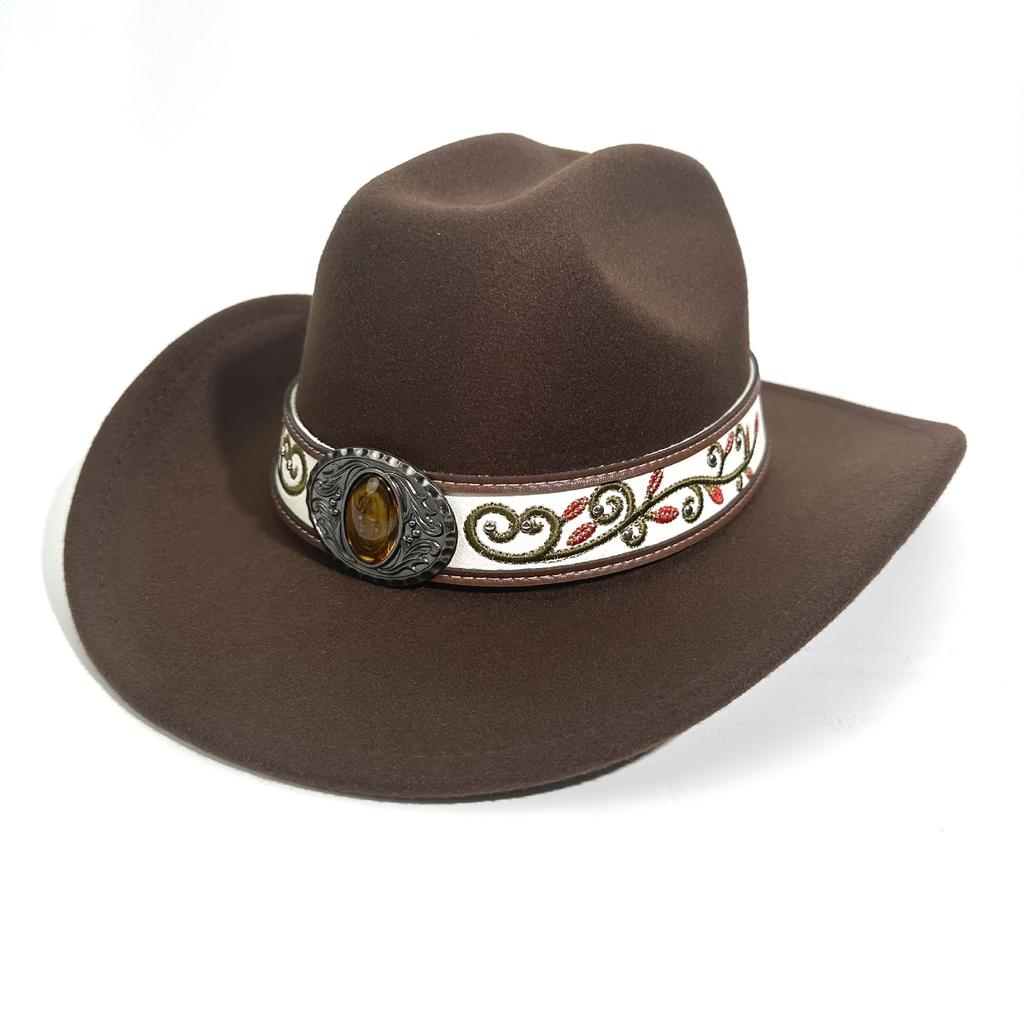 Spring And Summer Monsoon Woolen Cowboy Hat Men And Women Couple Ethnic Style Curved Brim Top Hat Sun Hat Jazz Hat