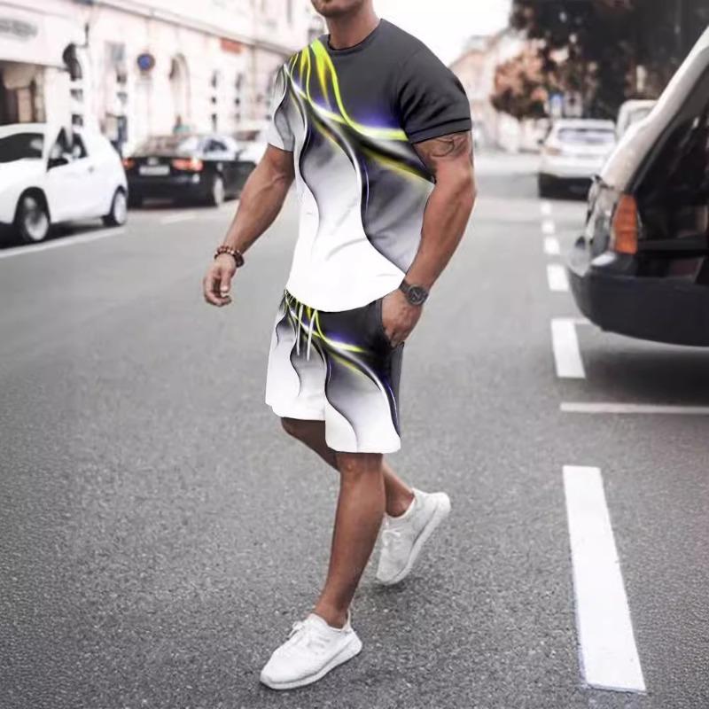 Men's Summer Personalized Creative Colorful Printed Casual Fashionable Comfortable Loose Sport Wear