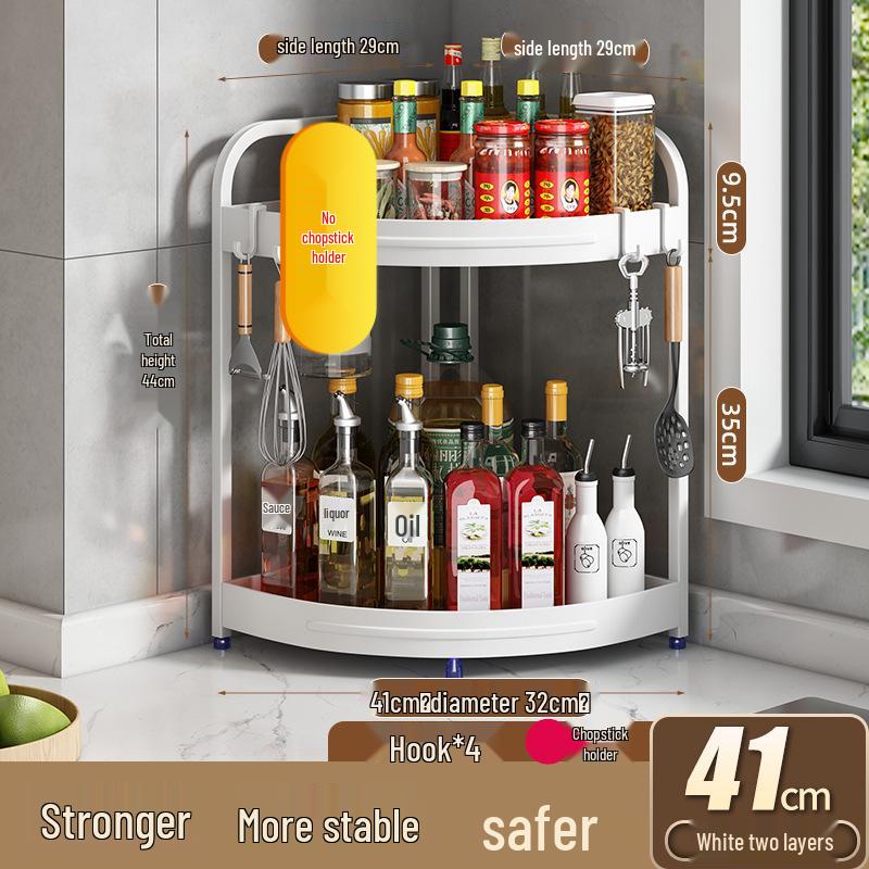 Corner Kitchen Rack: Multi-functional Triangle Knife Holder & Seasoning Jar Storage Organizer.