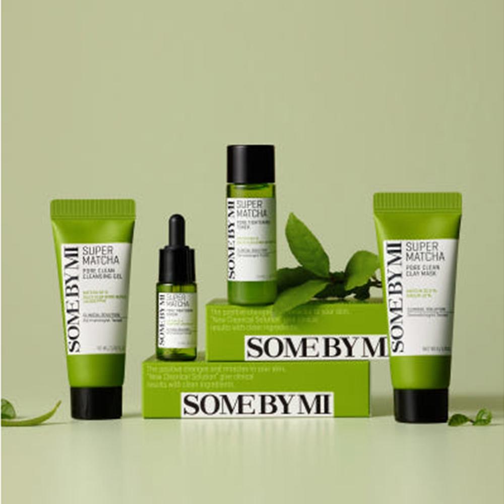 SOME BY MI Super Matcha Pore Care Starter Kit (Cleansing Gel 42ml + Clay Mask 42g + Toner 30ml + Serum 10ml)