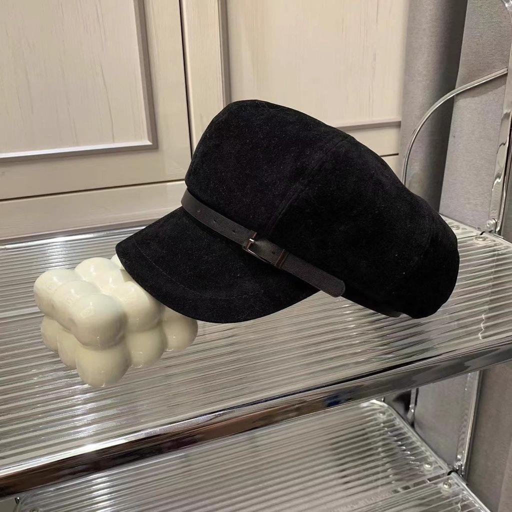 Good Version Korean Version Temperament Octagonal Hat Women's Simple Temperament Suede Newsboy Hat Fashionable Versatile Face Small Face Covering Hat