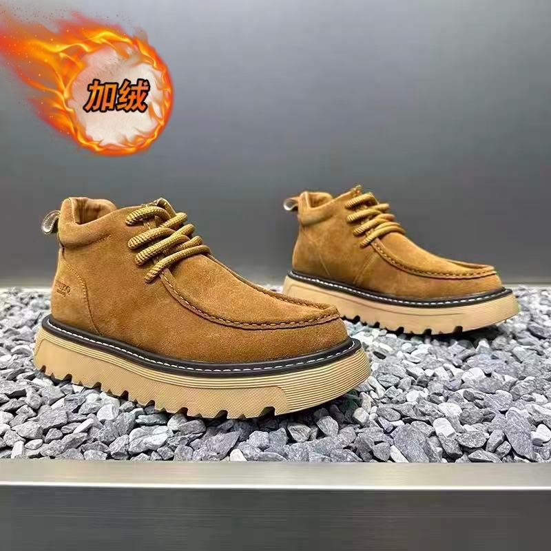 Winter shoes new velvet warm cotton shoes frosted leather high-top British style platform casual board shoes