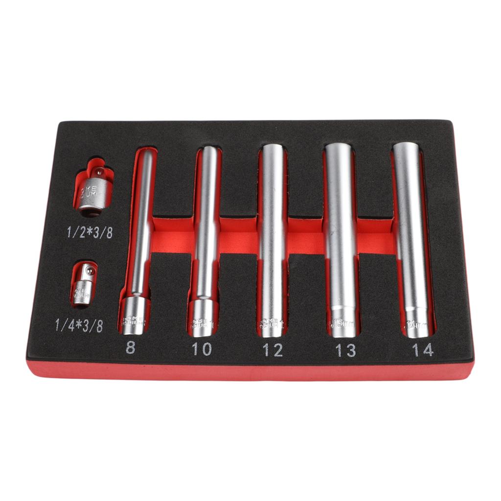 120mm 3/8 Drive Hex Socket Wrench Set 8-14MM Extra Long Adapter For AC Electric Pneumatic Air Tool Hand Repair Kit