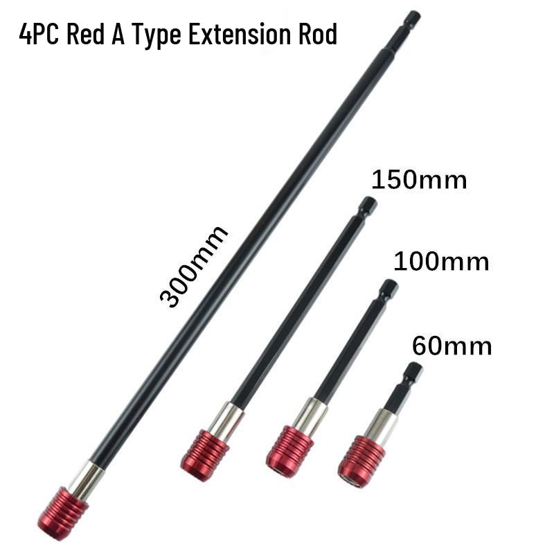 Red Hex Shank Quick Change Bit Extension Rod - Available In 50mm, 100mm, 150mm, 300mm Lengths