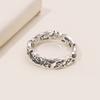 Huajie Charming Women's Flower Carving Ancient Silver Color Rings Hollow Elegant Banquet Ring  Trendy Tide