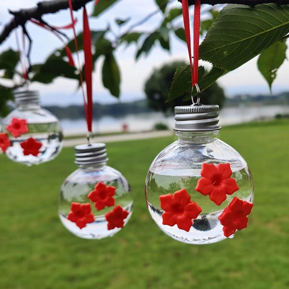 Three Hole Hummingbird Feeder Visible Birds Water Dispenser Outdoor Garden