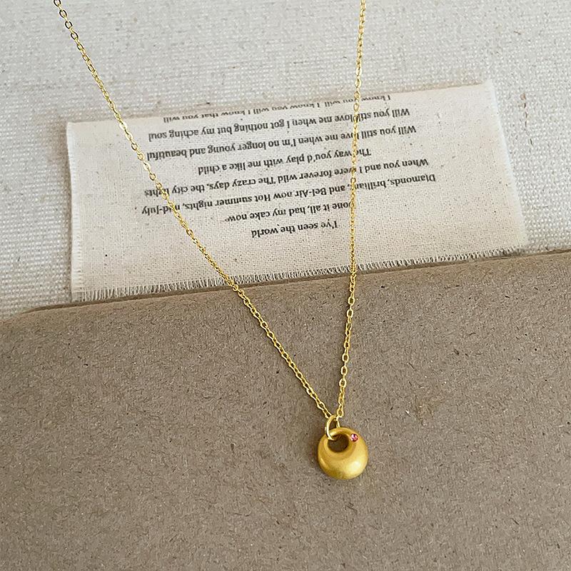 New Chinese Ancient Gold Chubby Fu Ingot Pendant Necklace Women'S Simple Fashion Temperament Versatile Neck Chain Sweater Chain