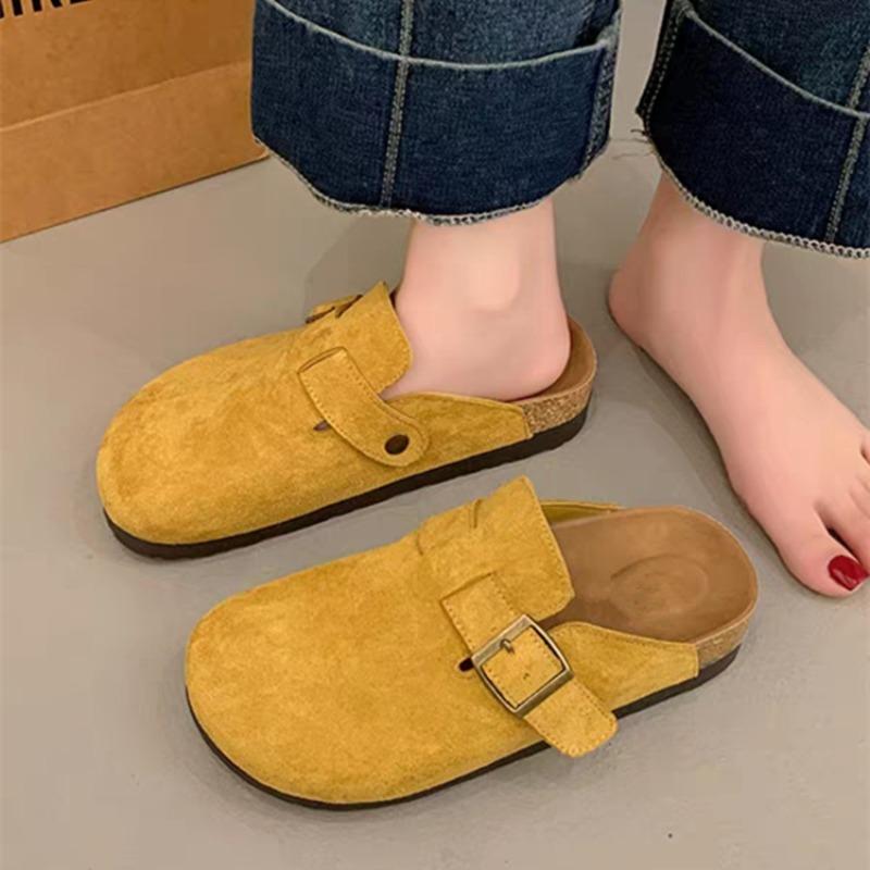 

Retro Shoes with A Toe Cap, Half Slippers, and A New Style of Flip-flops, Thick-soled One-foot Half-support Women s Shoes 35 жёлтый