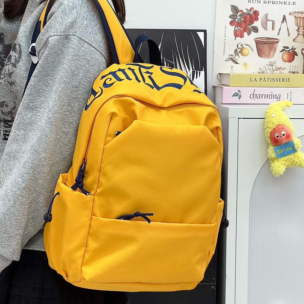 Schoolbag Retro Backpack Women's Large Capacity Lightweight Niche Middle School Student School Bag Women's Versatile Backpack Men's Burden Reduction
