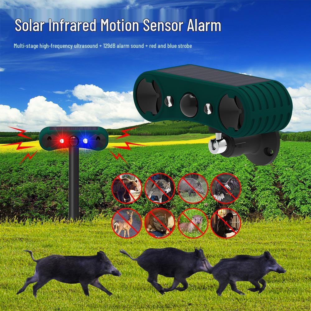 Répulsif ultrasonique à alarme à énergie solaire pour animaux sauvages