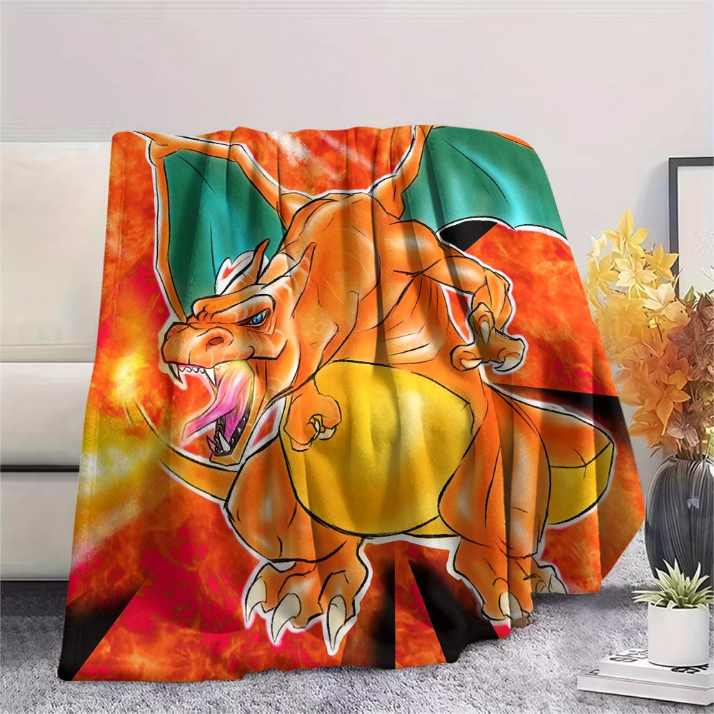 Cute Charizard  Print Flannel Blanket, High quality Comfortable for All Seasons, Home Decor, Warmth and Comfort