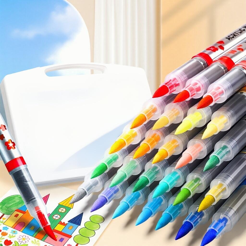 Soft Brush Tip Liquid Acrylic Markers 12/18/36 Colors Non-Bleeding Layerable Paint Pens for Rocks Canvas Fabric Glass Wood Craft