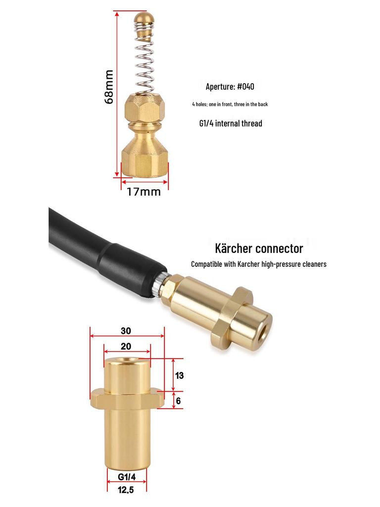 High-Pressure Drain Cleaning Nozzle for Karcher
