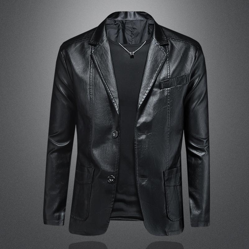

Mens Plus Size Leather Jacket New Style Fashion Casual Motorcycle Mens Slim Fit Leather Coat Outerwear 58011 6XL чёрный