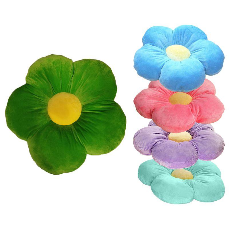 Cute Flower Cushion Home Decor Plush Toy With Colorful 6 Petal Cartoon Design