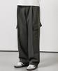 Who Loves Art Diagonal Cargo Cotton Denim Elastic Waist Pants Charcoal Gray