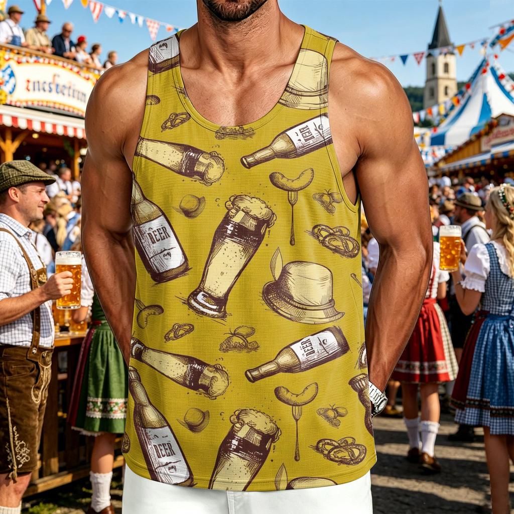 Men's Casual Print Crewneck Tank Top - Sleeveless Outdoor Sport Shirt for Summer