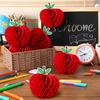 6 Pack 4.3 x 5.7 Inch Apple Honeycomb Decorations, Stand or Hang Tissue Paper Centerpieces, 3D Red Fruit Ornaments for Back to School, Teacher