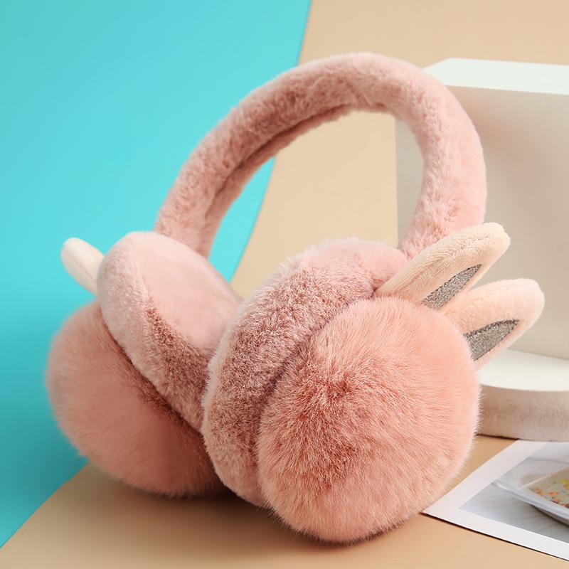 Women's Winter Cycling Earmuffs with Cute Little Rabbit Ears - Plush, Warm, and Fashionable Ear Protection
