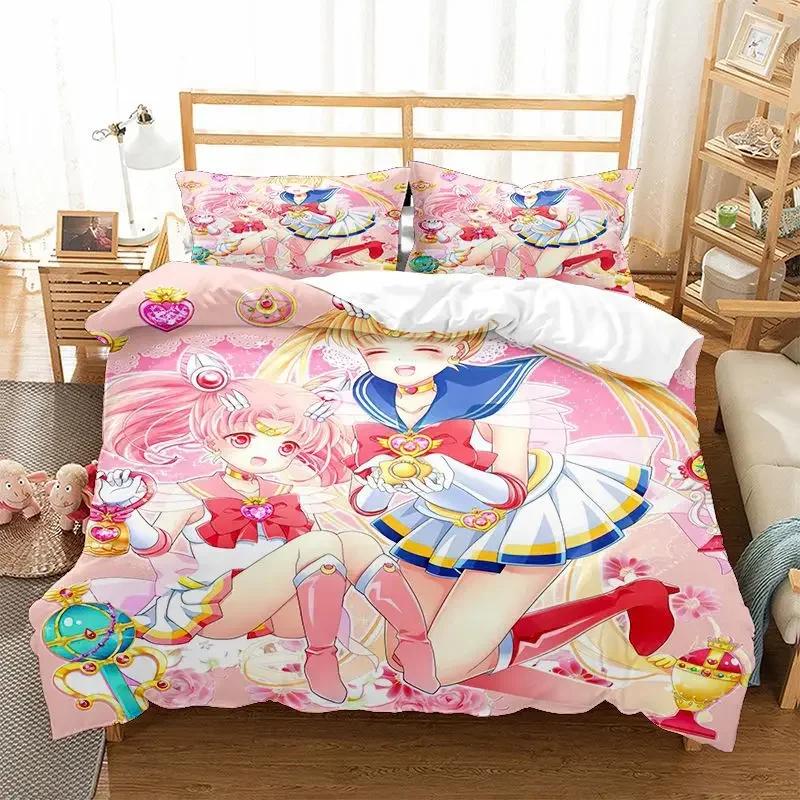 Sailor Moon Beddengoed Set Dekbedovertrek Cosplay Kussensloop Cartoon Anime Decor Bedspreien Slaapkamer Dekbedovertrek Beddengoed Pakket Kinderen Cadeau
