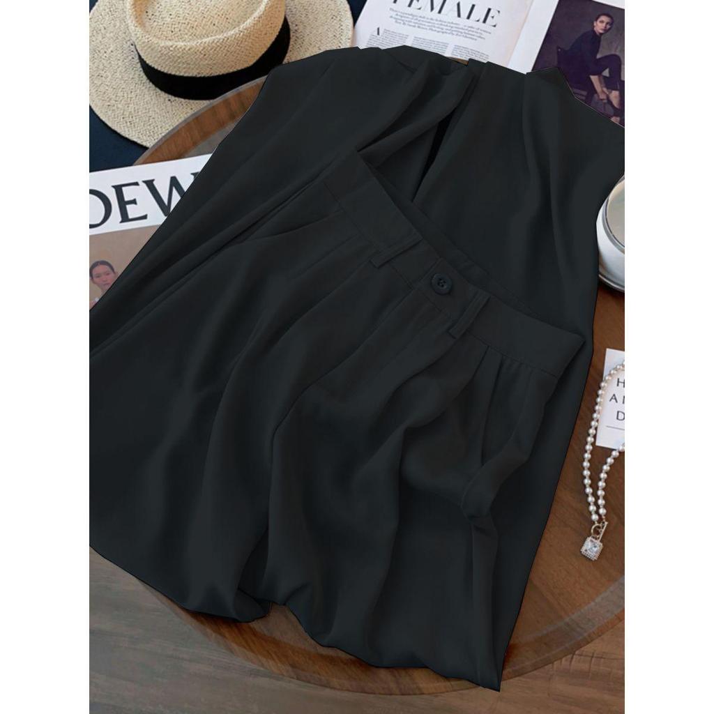 Women's Floor-Length Wide-Leg Pants, Spring/Summer 2026, High-Waisted, Loose Fit, Versatile for Petite Figures, Lightweight, Casual.