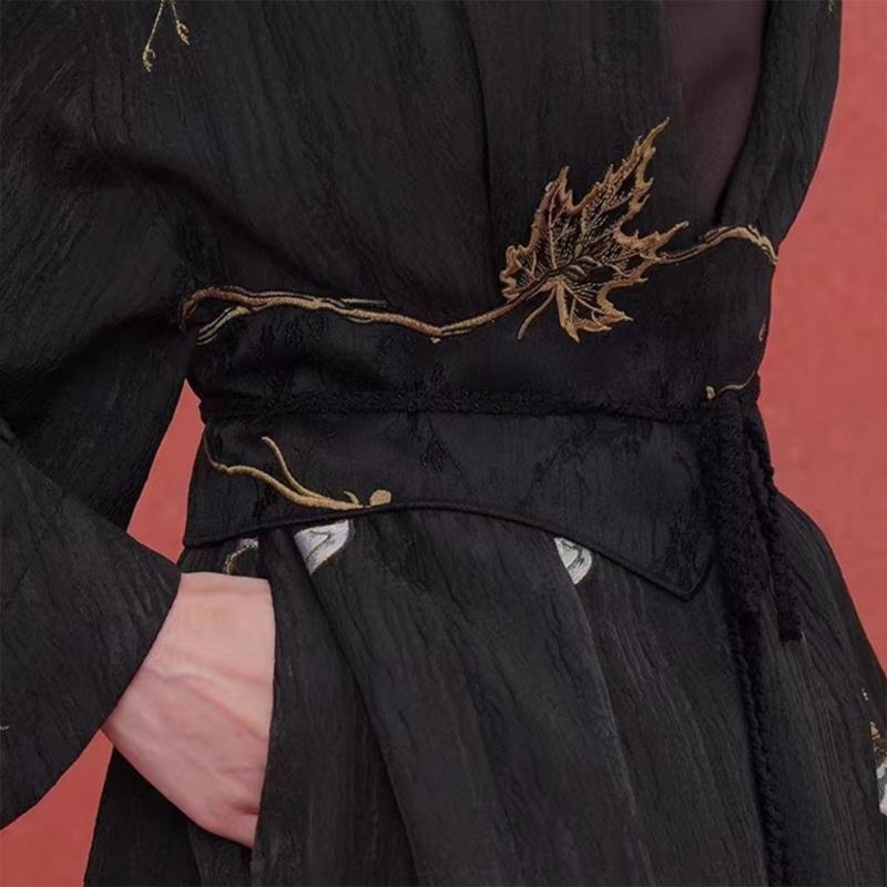 Adjustable Fabric Waistband With Ancient Maple Embroidery Width Belt For Cultural Event Photography Costume