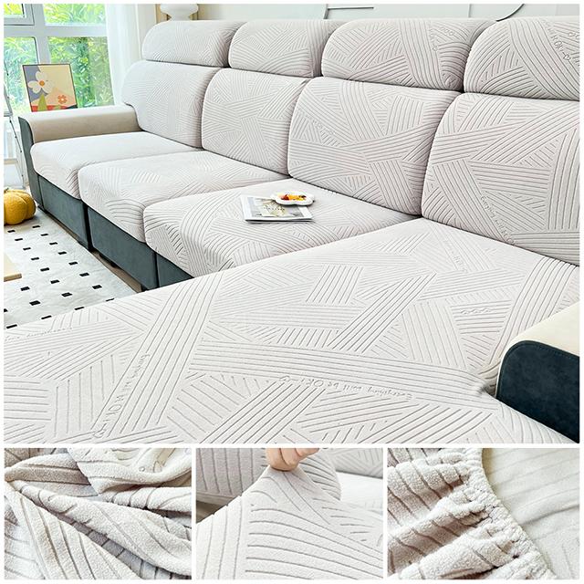 Jacquard Sofa Cover Adjustable Removable Sofa Seat Cushion Cover Polar Fleece Stretch Washable L Shape Corner Sofa Slipcovers
