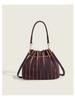 Retro Pu Water Bucket Bag With Colorblock Pouch For Daily Use