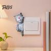 Child Safe Switch Cover 3D Cat Light Sticker, Decorative Resin Wall Plate Cover, Cute Animal Sticker Stickers, Peel And Stick Decorations for