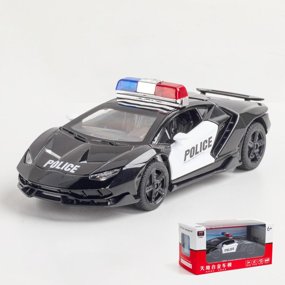 RUM1:32 Scale Lamborghini LP770-4 Police Alloy Car Model Light & Sound effect diecast car Toys for Boys baby toys birthday gift car toys kids toys car