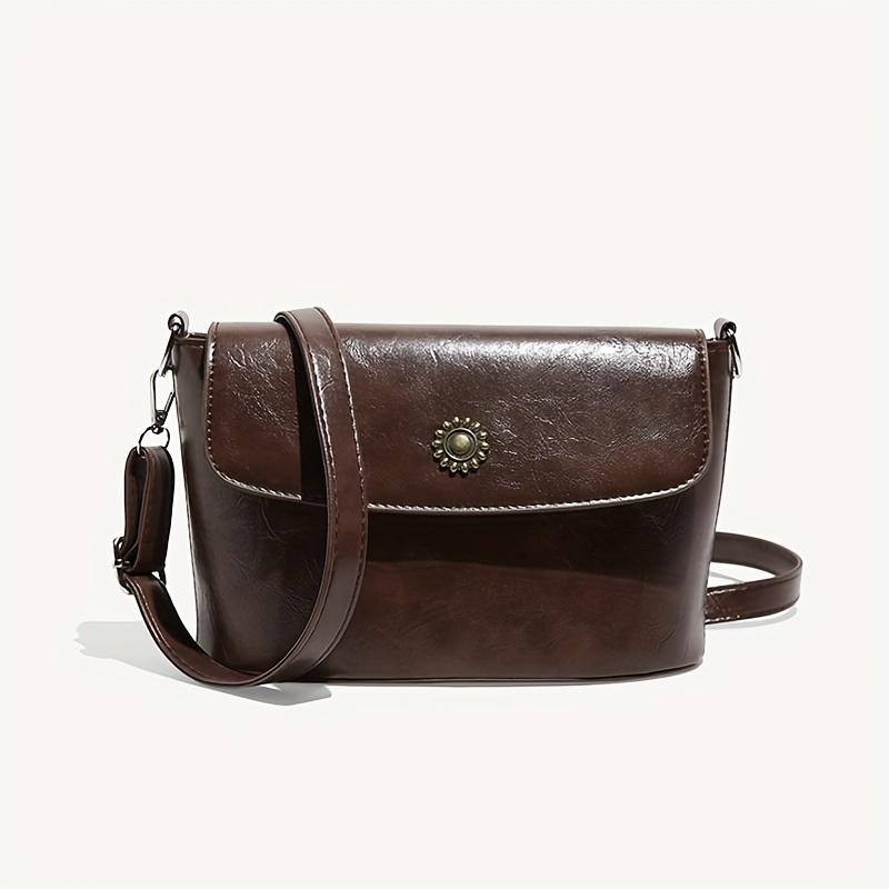 Retro Mini Torba Crossbody, Luksusowa Jednolita Kolorowa Torebka Wiadro, Damska Codzienna Torebka Z Klapką Na Ramię
