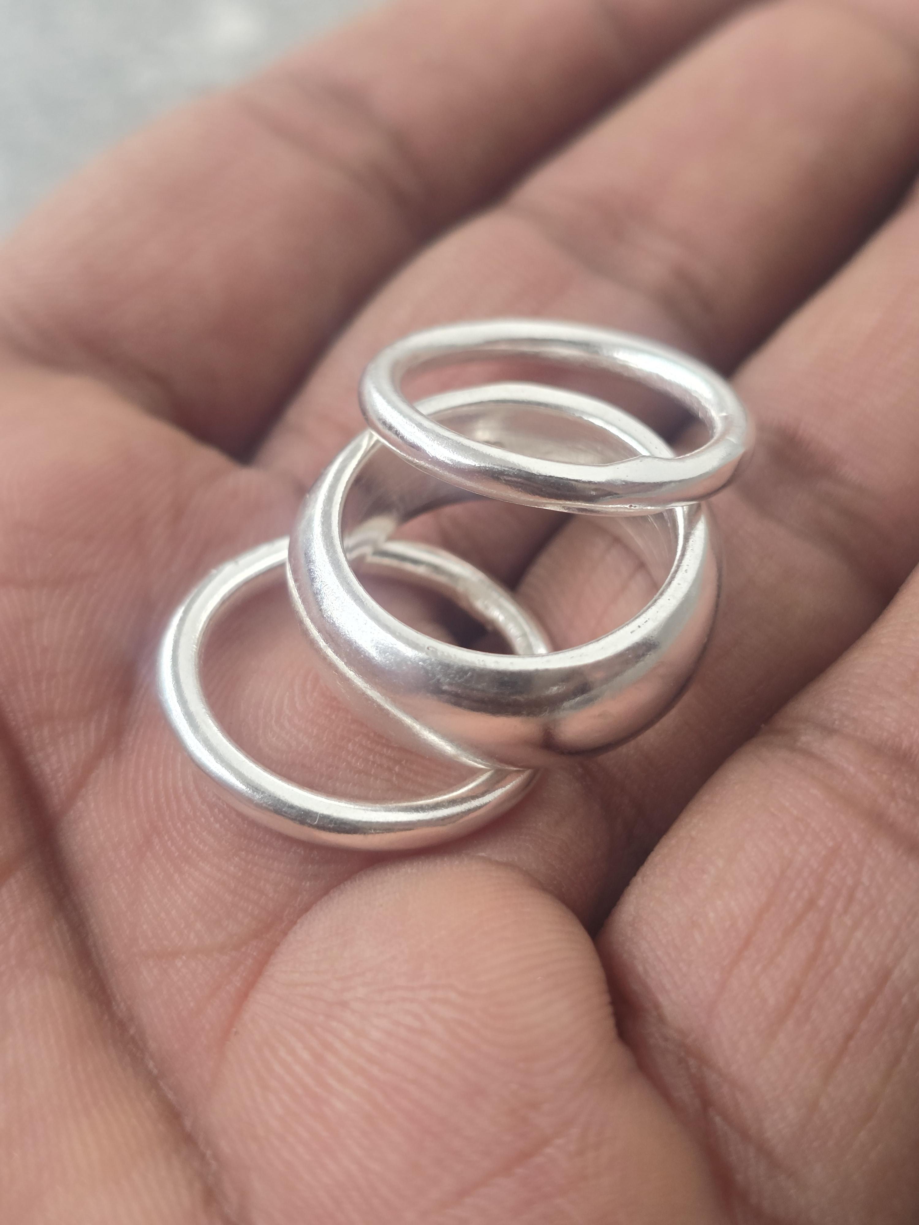 

3 Кільця-купола, Масивне срібне кільце, Кільце-обручка зі стерлінгового срібла, Кільце-купол, Кільце з широкою шинкою, Срібне кільце для носіння в наборі, Дизайнерське кільце в унікальному стилі 8