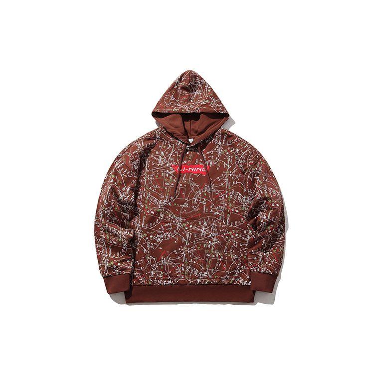 LI-NING Men s Red Flag Graphic Loose Hooded Sweatshirt AWDPB09-2 S