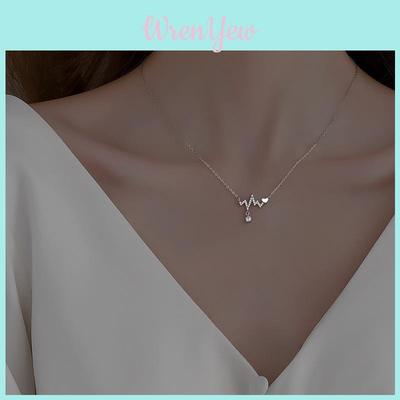 New Korean Style Summer Heartbeat Necklace Unique Personality Trendy Ins Popular Electrocardiogram Clavicle Chain Necklace