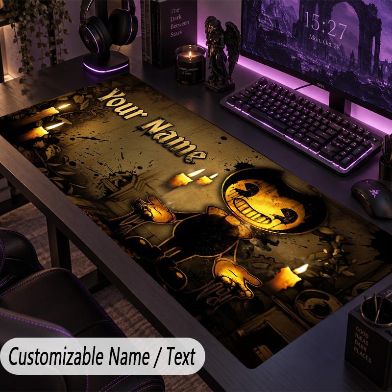 Custom Text Big Mousepad, Extended Desk Pad For Laptop Work GameBendy and the Ink Machine