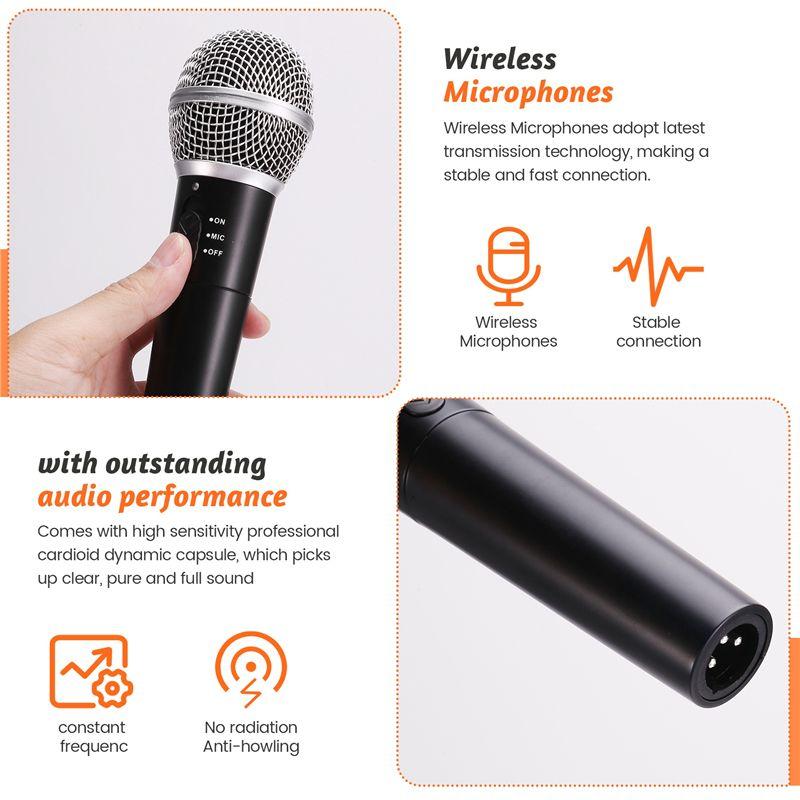 ABNR Microphone Dynamic Handheld Microphones Karaoke Mic With Receiver For Wedding Club