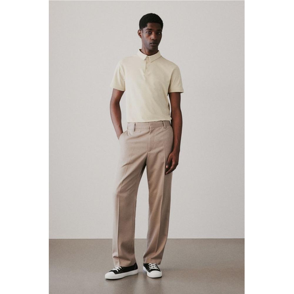 

Рубашка поло HM slim fit светло-бежевого цвета