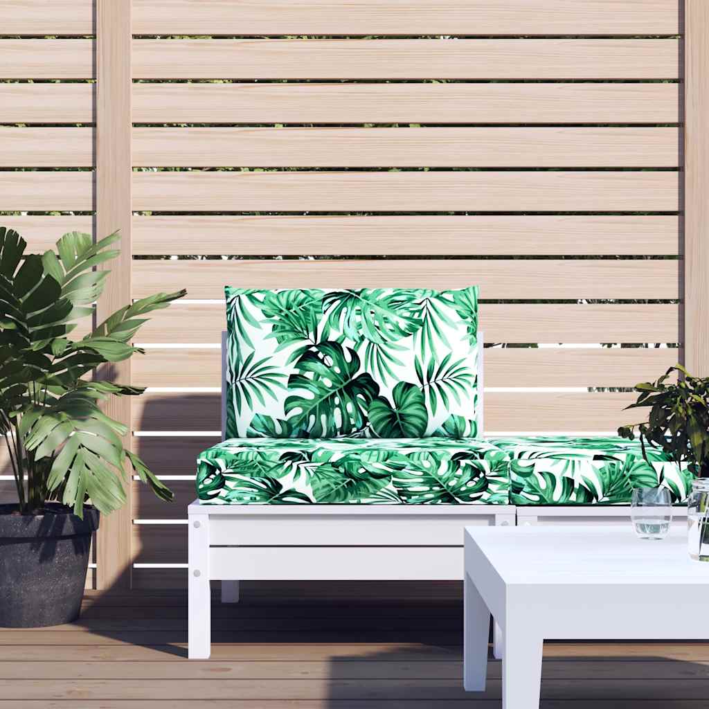 2 Piece Pallet Cushions with Leaf Pattern Fabric