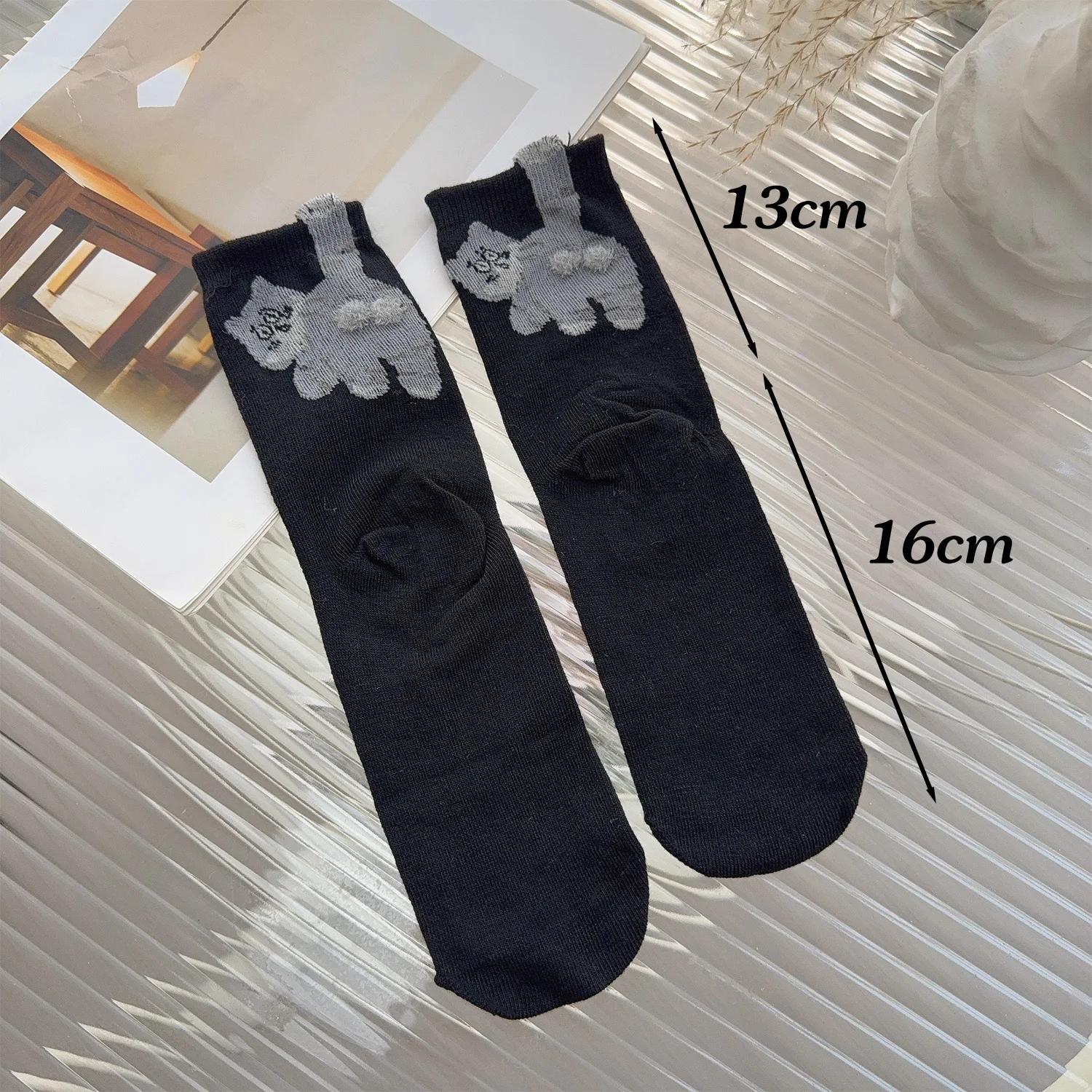 2026 Japanese Cartoon Cute Dog Cat Print Floor Sock Cotton Knitting Cats Balls Sock for Couple Friend Middle Tube Sleep Hosiery One Size