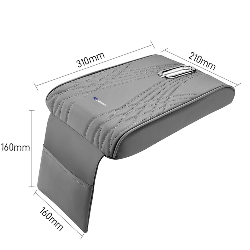 Leather Car Armrest Box Pad Memory Foam Protector Cover With Tissue Box Storage Pocket For Volvo RDESIGN XC90 XC60 XC40 S60 V40