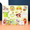 Cartoon Grasp Boards 3D Wooden Puzzle Animal Digit Grasp Boards Puzzle Sensory Play Alphabet Montessori Learning Children