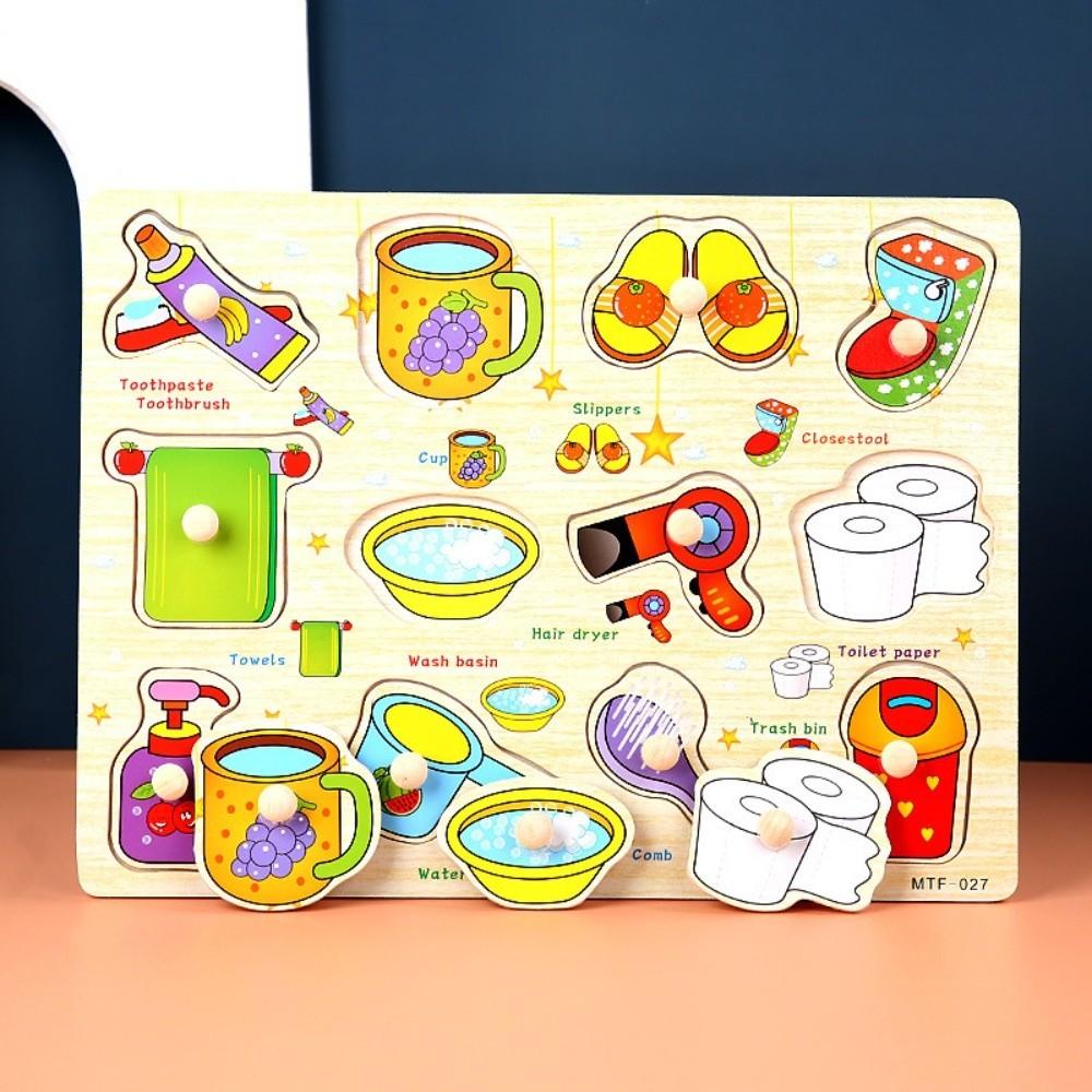 

Cartoon Grasp Boards 3D Wooden Puzzle Animal Alphabet Scratch Board Puzzle Traffic Sensory Play Grasp Boards Puzzle Children