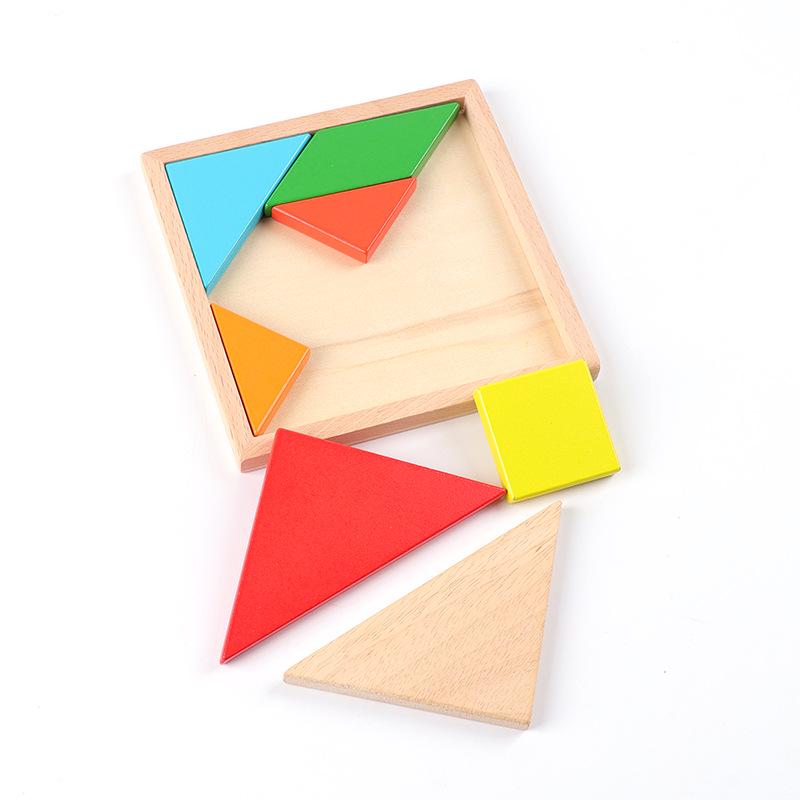 Tangram Educational Wooden Jigsaw Puzzle - First Grade Math Teaching Aid